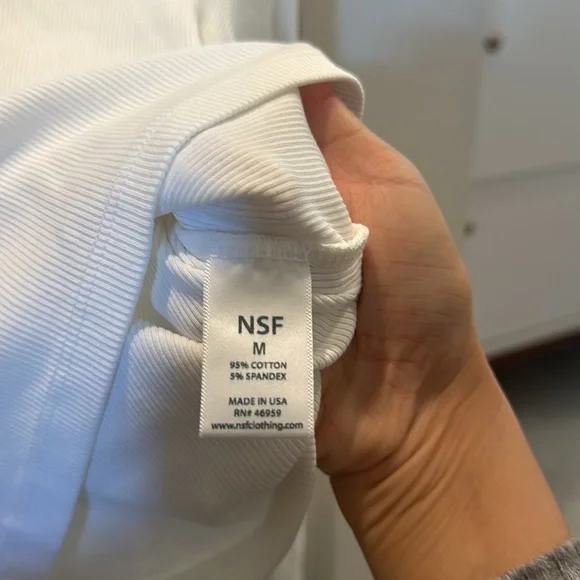 NSF Kye Crop Long Sleeve Henley In Soft White - Picture 4 of 5